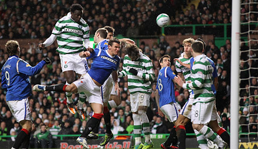 Celtic-Verteidiger Joe Ledley macht den Siegtreffer im Derby gegen die Glasgow Rangers