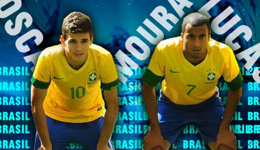 Oscar (l.) und Lucas Moura haben ein gemeinsames Ziel: Die WM 2014 in Brasilien