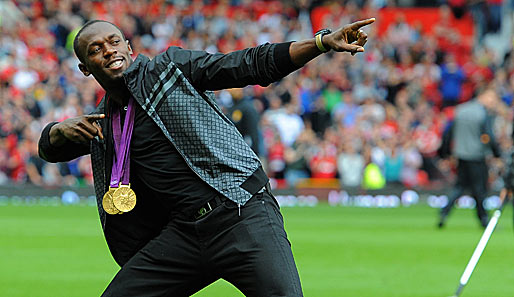 2013: Usain Bolt darf im Spiel der Legenden für ManUnited gegen Real Madrid ran