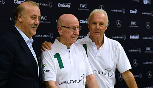 Drei Granden unter sich: Vicente del Bosque, Bobby Charlton und Franz Beckenbauer (v.l.)