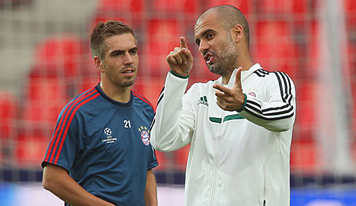 Vor dem ersten gemeinsamen Finale: Bayern-Kapitän Philipp Lahm und Trainer Pep Guardiola