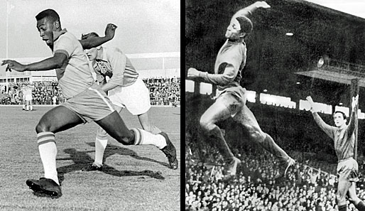 Zwei Legenden des Weltfußballs: Brasiliens Pele (l.) und Portugals Eusebio (r.)