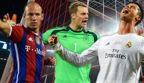 Die drei Finalisten: Arjen Robben, Manuel Neuer und Cristiano Ronaldo (v.l.)