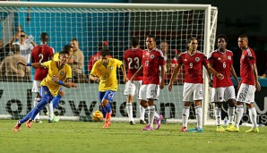 Neymar feiert seinen Siegtreffer gegen Kolumbien