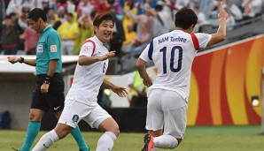 Erleichterung bei den Südkoreanern nach dem 1:0 durch Nam Tae-Hee