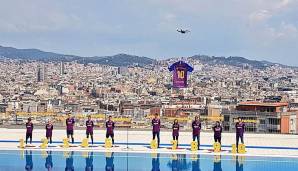 Bei der Trikotvorstellung ließen sich die Katalanen nicht lumpen und inszenierten die Präsentation auf dem Dach eines Schwimmbads inklusive Helikopter.