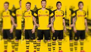 Borussia Dortmund präsentiert sich zu Hause natürlich wie gewohnt in schwarz-gelb.