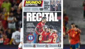 Mundo Deportivo (Spanien): "Tor-Festival gegen den Vizeweltmeister! Die spanische Nationalmannschaft bestätigte die guten Eindrücke von Wembley nach anfänglichen Schwierigkeiten."