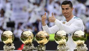 Cristiano Ronaldo hat den Ballon d'Or genau wie Lionel Messi bereits fünf Mal gewonnen.