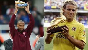Saison 2004/05: Thierry Henry (FC Arsenal) und Diego Forlan (FC Villarreal) - 25 Tore, 50 Punkte