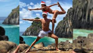 Kevin Trapp und seine Freundin Izabel Goulart haben sich etwas ganz Besonderes für den Christmas-Post ausgedacht: Halbnacktes Turnen auf Fernando de Noronha, einer Inselgruppe in Brasilien.