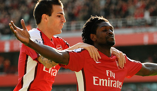 Emmanuel Adebayor (r.) schoss in dreieinhalb Jahren für Arsenal 62 Tore in 142 Partien