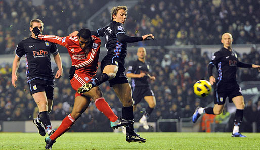 Liverpool-Stürmer Ryan Babel erzielte gegen Aston Villa sein erstes Saisontor