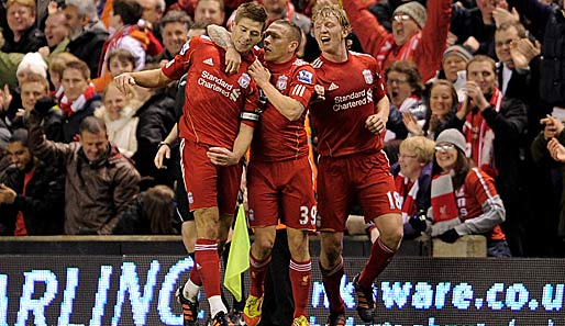 Drei Garanten für Liverpools Erfolg: Steven Gerrard, Craig Bellamy und Dirk Kuyt (v.l.n.r.)