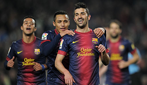 David Villa (r.) wird nicht zu Arsenal wechseln: Barca möchte den Angreifer nicht abgeben