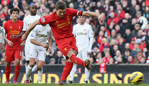 Steven Gerrard leitete vom Elfmeter-Punkt das Schützenfest Liverpools gegen Swansea ein