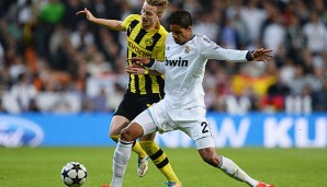Raphael Varane setzte sich mit Real Madrid gegen Dortmund um Marco Reus durch