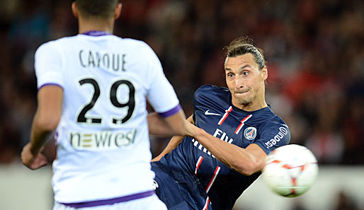 Zlatan Ibrahimovic (r.) erzielte gegen Toulouse sein fünftes Saisontor für Paris