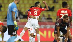 Falcao jubelt nach seinem Tor gegen HSC Montpellier