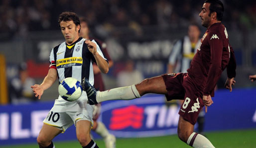 Am 27. Spieltag muss Del Piero (l.) mit Juve im Derby gegen den FC Turin ran