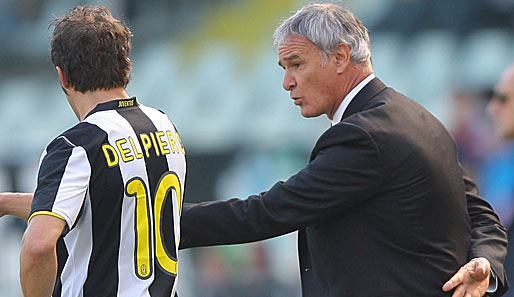 Bekommt Alex Del Piero bald einen neuen Coach? Claudio Ranieri steht bei Juve vor dem Aus