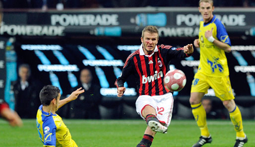 David Beckham siegte mit dem AC Milan knapp mit 1:0 gegen Chievo Verona