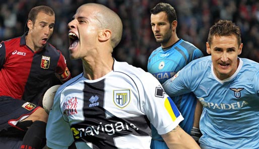 Vier der dominantesten Serie-A-Spieler bisher: Palacio, Giovinco, Handanovic und Klose (v.l.)