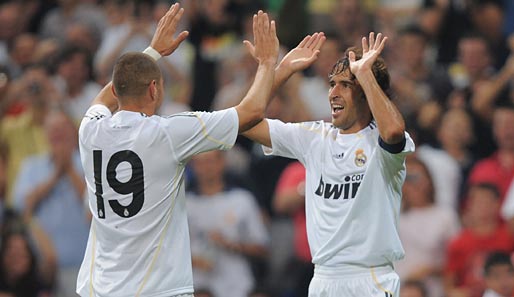 Raul (r.) traf gegen den FC Toronto doppelt. Auch Karim Benzema war erfolgreich