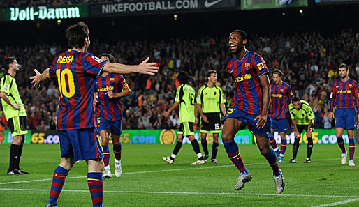 Lionel Messi und Seydou Keita erzielten zusammen 3 der 6 Tore gegen Saragossa