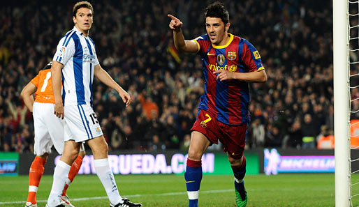 David Villa erzielte gegen Real Sociedad sein neuntes Saisontor für den FC Barcelona