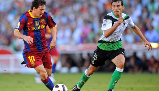 Lionel Messi sorgte beim 3:0-Hinspielerfolg gegen Santander früh für die Barca-Führung