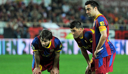 Unter Doping-Verdacht? Die Stars des FC Barcelona Lionel Messi, David Villa und Xavi (v.l.)