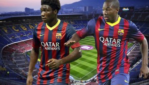 Jean Marie Dongou (l.) und Adama Traore stürmen für den FC Barcelona