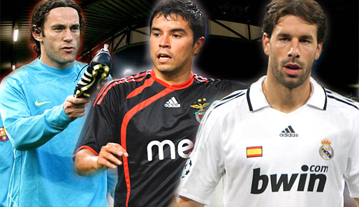 Auf der Wunschlsite der türkischen Klubs: Gabriel Milito, Javier Saviola und Ruud van Nistelrooy (v.l.)