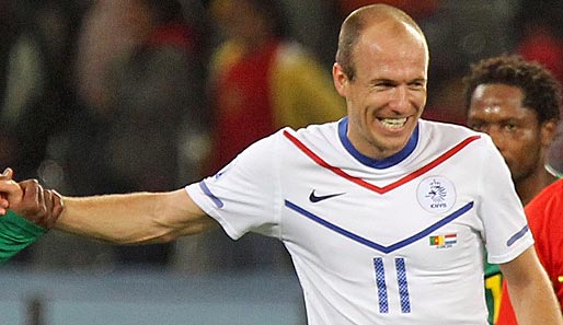 Holland-Star Arjen Robben ist sichtlich gut gelaunt bei der WM in Südafrika