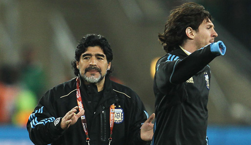 Der Star und sein Trainer: Lionel Messi (r.) und Diego Maradona wollen Revanche für 2006