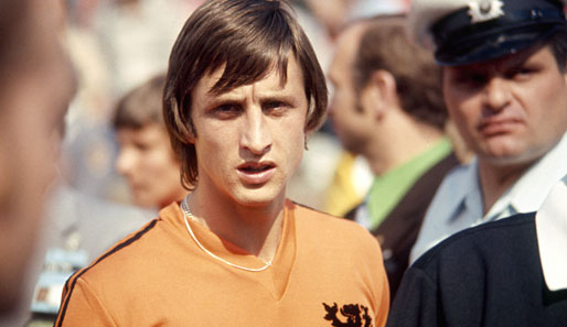 Johan Cruyff macht ein trauriges Gesicht nach dem verlorenen WM-Finale 1974