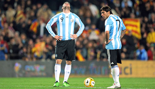 Ezequiel Lavezzi (r.) traf für Argentinien noch zum Ausgleich gegen Bolivien