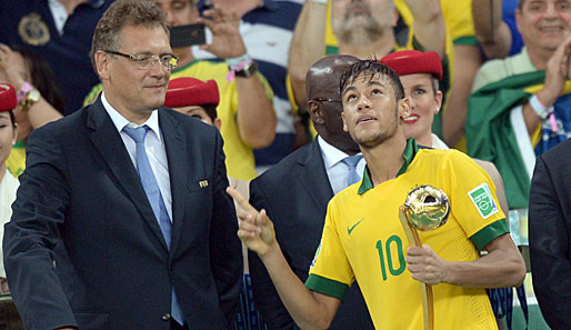 "This guy..." Neymar feiert gemeinsam mit Jerome Valcke den Sieg des Confed Cups