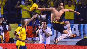 Radamel Falcao (r.) erzielte zwei Tore für Kolumbien gegen Chile
