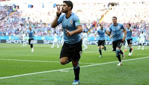 Luis Suarez schoss die Führung für Uruguay im Spiel gegen Saudi-Arabien.