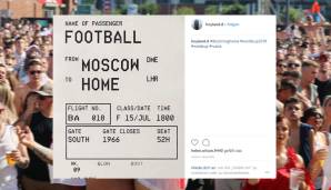 Viel kreativer geht's nicht. Auf Instagram hat hoyland.d dem Fußball ein Ticket ausgestellt. Von Moskau nach Hause. Geil!
