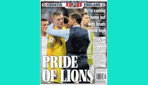 Der "Stolz der Löwen" titelt Daily Express über die Three Lions. "Wir kommen nach Hause, aber mit erhobenem Haupte", tröstet die Zeitung das Land.