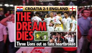 Daily Star: "Der Traum stirbt! Die Three Lions scheiden aus, den Fans bricht das Herz."
