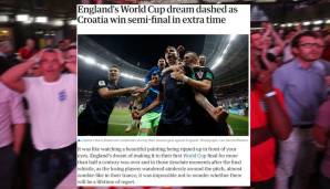 Guardian: "Englands WM-Traum wird durch den kroatischen Sieg in der Verlängerung zerschmettert. Es war, als müsse man zusehen, wie ein wunderschönes Gemälde vor den eigenen Augen zerrissen wird..."