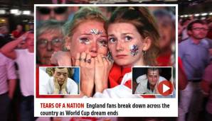 The Sun: "Die Tränen einer Nation: England-Fans im ganzen Land brechen zusammen, als der WM-Traum endet."