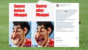 Luis Suarez hätte wohl liebend gern zu alt bewehrten Mitteln gegriffen. Gut, dass Umtiti seinen Teamkollegen vom FC Barcelona zurückhalten konnte.