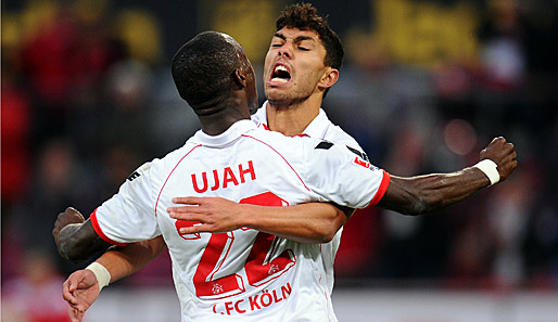 Anthony Ujah und Adil Chihi (r.) schossen den 1. FC Köln am vergangenen Spieltag zum Sieg