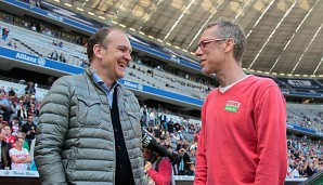 Jörg Schmadtke und Peter Stöger können mit Köln am Wochenende den Aufstieg perfekt machen