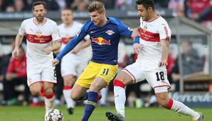 Im letzten Spiel gegen den VfB Stuttgart traf nur Werners Sturm-Kollege Poulsen. Macht RB-Torjäger Timo Werner am Montag sein 12. Saisontor?